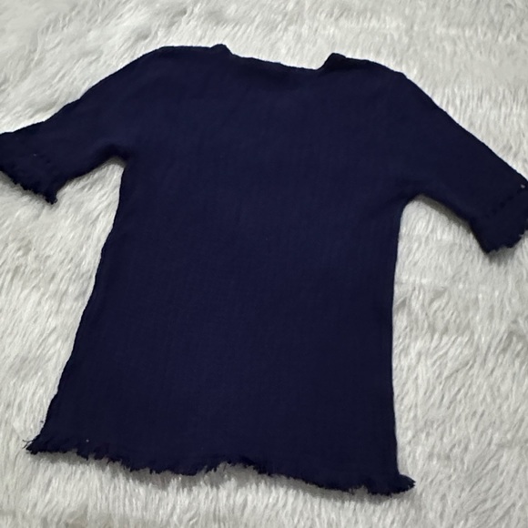 Two bees cashmere Blue knit Textured Top - Picture 5 of 7